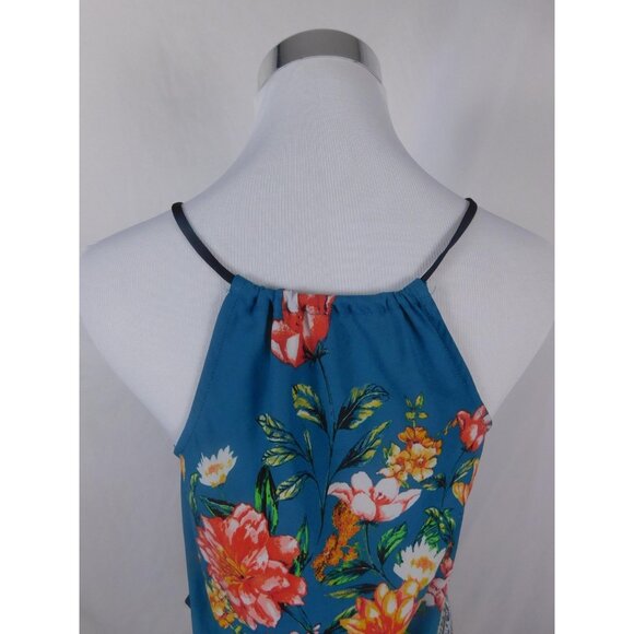 iZ Byer Teal Floral Cami Blouse Spaghetti Strap Boho Witch S - Picture 6 of 12